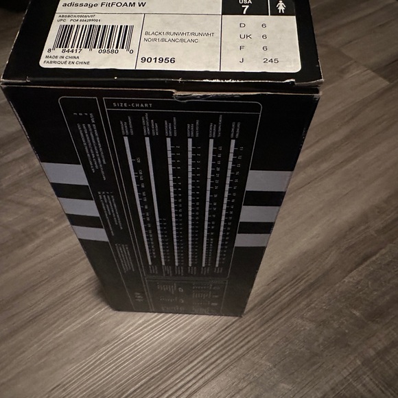 Adidas Kids Black and White Slide Sandals - Picture 3 of 3